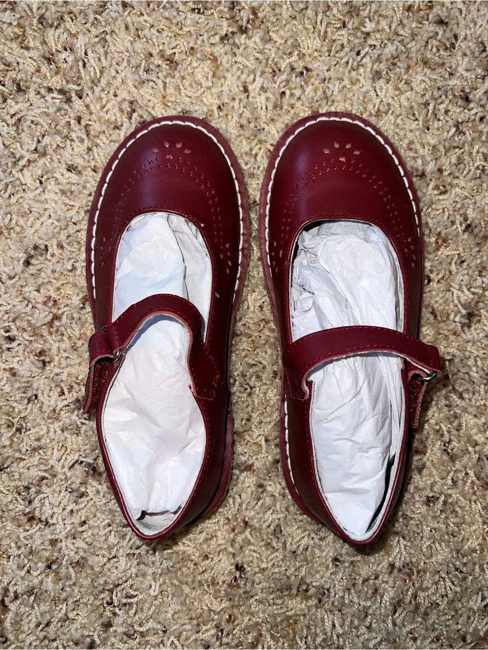 L'Amour Girls' Mary Jane Shoes in Burgundy